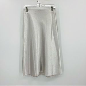 Vince Silver Metallic Midi Skirt